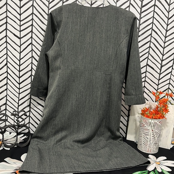 Grey Quarter-Length Sleeved Zipper Front Midi Dress, Sz12 - Picture 7 of 16